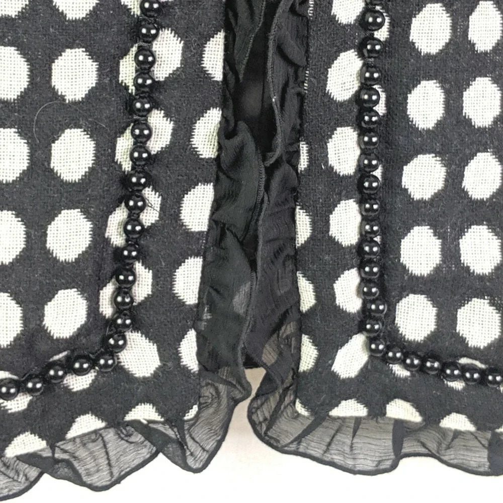 Chapter One Blazer Jacket‎ Womens 4 Black White Polka Dot Business Career Preppy